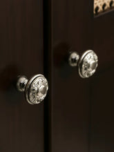 Load image into Gallery viewer, French Vintage Titanium Silver Drawer Knobs, Warm Silver Maximalist Single Hole Furniture Cabinet Pulls

