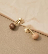 Load image into Gallery viewer, French Modern Solid Brass Pulls with Walnut &amp; Beech Wood Pendant, Premium Cabinet Handles for Drawer, Wardrobe
