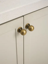 Load image into Gallery viewer, Dark Vintage French Brass Cabinet Pulls, Antique Bronze Ground Finish Round Ball &amp; Long Bar Handles for Drawers Cupboards
