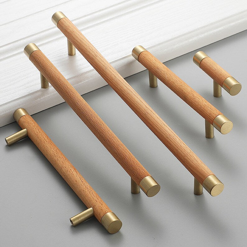 Modern Chinese Style Light Luxury Solid Wood Pull Handles - For Cabinet Doors Drawers Wardrobes