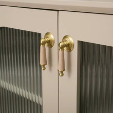 Load image into Gallery viewer, Multi-Color Leather Loop Brass Pendant Knobs, Cute Single Hole Pulls for Children’s Wardrobe &amp; Drawers
