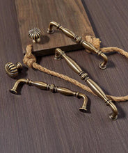 Load image into Gallery viewer, Blancpain-Style Mid Century Brass Pulls, French Retro Antique European Cabinet Wardrobe Hardware Handles
