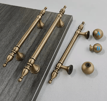 Load image into Gallery viewer, Vintage Cream Style Walnut Drawer Pulls Solid Brass New Chinese Antique Bronze Wardrobe Cabinet Handles
