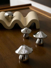 Load image into Gallery viewer, Original Mid-Century Brass &amp; Teak Cabinet Pulls, Irregular Mushroom Titanium Silver Drawer Knobs for Cupboard
