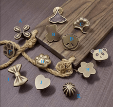 Load image into Gallery viewer, French Retro Brass Handles, New Chinese Mid-Century Creative Pull Knobs for Children’s Wardrobes and Kitchen Cabinets
