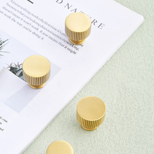 Load image into Gallery viewer, Satin Brass Cabinet Knobs | Modern Gold Drawer Pulls for Kitchen &amp; Cupboard
