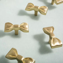 Load image into Gallery viewer, French Light Luxury Gold Brass Bowknot Knobs, Original Unique Small Handles for Wardrobes and Cabinets
