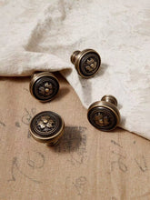 Load image into Gallery viewer, French Mid-Century Round Antique Bronze Brass Knobs, European Retro Single Hole Small Handles for Wardrobes, Drawers &amp; Cabinets

