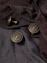 Load image into Gallery viewer, French Mid Century Antique Bronze Round Brass Knobs, Retro Small Handles for Wardrobes, Drawers and Kitchen Cabinets
