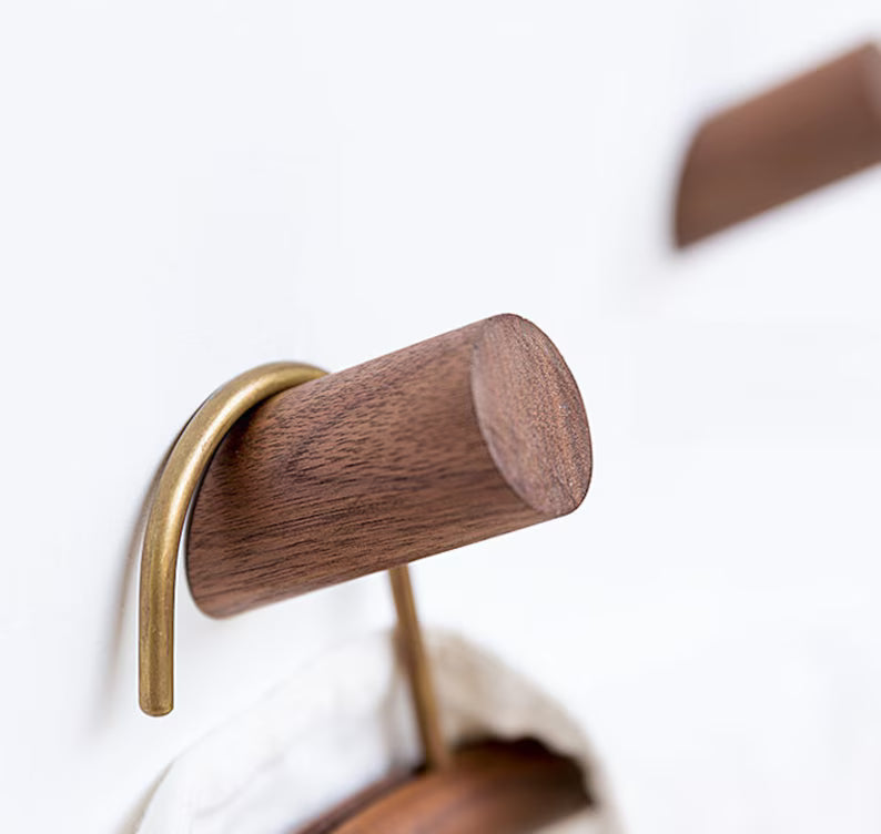 Simple Modern Solid Wood Wall Hooks - Decorative Coat Hanger Rack for Home