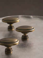 Load image into Gallery viewer, French Oval Brass Cabinet Pull, Recessed Drawer Knob, Antique  Bronze Small Furniture Handle for Cupboard Dresser
