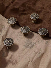 Load image into Gallery viewer, French Mid Century Antique Bronze Round Brass Knobs, Retro Small Handles for Wardrobes, Drawers and Kitchen Cabinets
