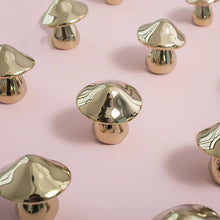 Load image into Gallery viewer, French Luxury Bright Gold Brass Mushroom Knobs, Minimalist Small Copper Handles for Cabinets, Wardrobes, Drawers &amp; Nightstands
