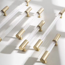 Load image into Gallery viewer, Double Hole Long Acrylic Brass Pull Handles, Light Luxury Hardware for Cabinets, Wardrobes and Drawers
