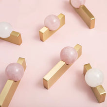 Load image into Gallery viewer, Light Luxury Long Brass Pull Handles with Natural Crystal Ball, Premium Hardware for Cabinets, Shoe Cabinets and Drawers
