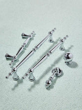 Load image into Gallery viewer, Polished Chrome Silver Brass French Pendant Pulls, Cream Style Minimalist Luxury Drop Handles for Drawers &amp; Wardrobes
