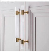 Load image into Gallery viewer, 3.78&quot;, 5&quot; Light Pink &amp; Clear White Nature Stone Kitchen Handles | Cabinet Pulls, Dresser &amp; Closet Drawer Pulls | Luxury Decor
