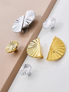 Solid Brass Round Sun Knobs & Pulls | Gold Chrome | Cabinet, Drawer, Dresser & Kitchen Hardware