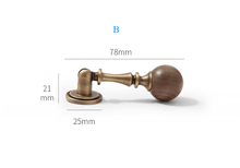 Load image into Gallery viewer, Mid-Century Brass Pendant Cabinet Pulls | French Retro Walnut Wardrobe Drawer Handles
