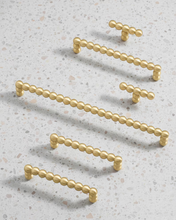 Load image into Gallery viewer, Gold Brass Beaded Cabinet Pulls:  Drawer Handles, Modern Kitchen Hardware
