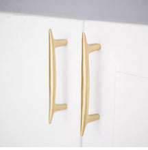 Load image into Gallery viewer, Minimalist Original Nordic Style Solid Brass Drawer Pull, Hand‑Crafted Pure Copper Golden Furniture Handle for Wardrobe &amp; Cabinet
