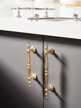 Load image into Gallery viewer, Shiny Gold Brass French Minimalist Pulls, European Luxury Handles for Wardrobes, Shoe Cabinets &amp; Drawers
