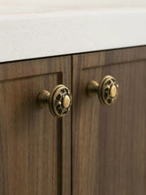 Load image into Gallery viewer, French Vintage Floral‑Carved Brass Cabinet Knob, Recessed Round Small Pull for Wardrobe &amp; Drawers
