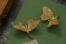 Load image into Gallery viewer, Solid Brass Gold Butterfly Cabinet Knobs &amp; Pulls | Custom Engraved Animal Drawer Handles for Kitchen &amp; Closet
