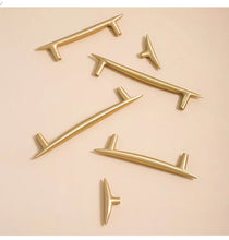 Load image into Gallery viewer, Minimalist Original Nordic Style Solid Brass Drawer Pull, Hand‑Crafted Pure Copper Golden Furniture Handle for Wardrobe &amp; Cabinet
