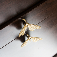 Load image into Gallery viewer, Solid Brass Gold Butterfly Cabinet Knobs &amp; Pulls | Custom Engraved Animal Drawer Handles for Kitchen &amp; Closet
