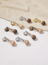 Load image into Gallery viewer, French Mid-Century Walnut Beech Wood Brass Pendant Pulls, Minimalist Drawer &amp; Furniture Handles
