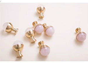 3.78", 5" Light Pink & Clear White Nature Stone Kitchen Handles | Cabinet Pulls, Dresser & Closet Drawer Pulls | Luxury Decor