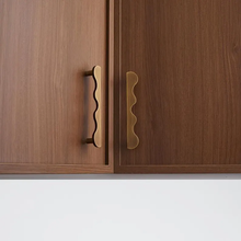 Load image into Gallery viewer, Antique Brass Wavy Cabinet Pull, Modern Minimalist Drawer Knob, Rustic Wardrobe &amp; Kitchen Hardware
