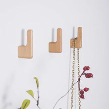Load image into Gallery viewer, Black Walnut &amp; Beech Wood Wall Hook, Nordic Japanese Style Premium Solid Wood Coat Hook, Minimalist Drilled Entryway Wall Hanger
