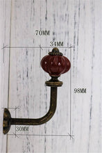 Load image into Gallery viewer, Vintage Cast Iron &amp; Ceramic Pumpkin Wall Hooks | Decorative Coat Hooks | DIY Decor
