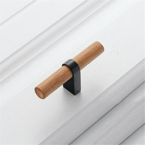 3.0"-5" Beech Wood Black T Bar Pulls, Knobs & Handles | Cabinet, Closet, Wardrobe, Dresser & Drawer Hardware