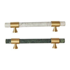 Green & White Marble Brass Kitchen Cabinet Pulls | Luxury Decor Dresser & Closet Handles, Drawer Knobs, Hardware