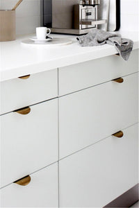 Leaf Invisible Brass Gold Drawer Pulls | Modern Decorative Cabinet & Wardrobe Cupboard Handles, Pulls