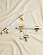 Load image into Gallery viewer, Green &amp; White Marble Brass Kitchen Cabinet Pulls | Luxury Decor Dresser &amp; Closet Handles, Drawer Knobs, Hardware
