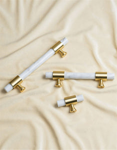 Green & White Marble Brass Kitchen Cabinet Pulls | Luxury Decor Dresser & Closet Handles, Drawer Knobs, Hardware