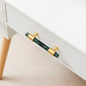 Green & White Marble Brass Kitchen Cabinet Pulls | Luxury Decor Dresser & Closet Handles, Drawer Knobs, Hardware