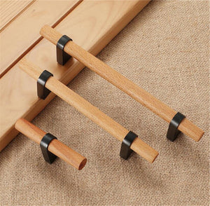 3.0"-5" Beech Wood Black T Bar Pulls, Knobs & Handles | Cabinet, Closet, Wardrobe, Dresser & Drawer Hardware
