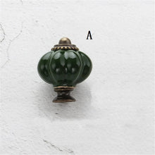 Load image into Gallery viewer, Dark Green Pumpkin Ceramic Pulls &amp; Knobs | European &amp; Modern Minimalist Single Hole | Drawer &amp; Cabinet Hardware
