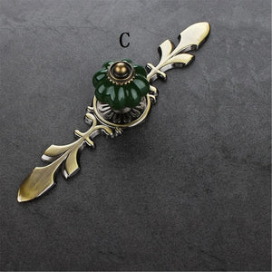 Dark Green Pumpkin Ceramic Pulls & Knobs | European & Modern Minimalist Single Hole | Drawer & Cabinet Hardware
