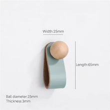 Load image into Gallery viewer, 3.78&quot;, 5&quot;, 6.3&quot; Brass &amp; Leather Cabinet Knobs | Pink, Black &amp; Blue Cowhide Door &amp; Drawer Pulls, Dresser &amp; Kitchen Knobs
