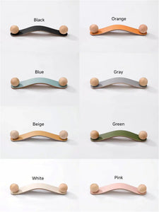 3.78", 5", 6.3" Brass & Leather Cabinet Knobs | Pink, Black & Blue Cowhide Door & Drawer Pulls, Dresser & Kitchen Knobs