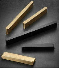 Load image into Gallery viewer, 2.5&quot;, 3.75&quot;, 5&quot;, 6.3&quot;, 7.55&quot;, 10.0&quot; &amp; 12.6&quot; Black &amp; Brushed Brass Drawer Pulls | Modern Cabinet, Cupboard &amp; Wardrobe Closet Handles &amp; Knobs
