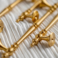 Load image into Gallery viewer, 3.78&quot;, 5&quot; &amp; 6.3&quot; Solid Brass Brushed Gold Drawer Knobs | Euro Cabinet Handles, Kitchen &amp; Dresser Pulls | Cabinet Hardware
