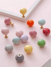 Load image into Gallery viewer, Colorful Candy Ball Ceramic Cabinet Pull Knobs | Dresser, Kitchen &amp; Nursery Drawer Knobs in Gray, Yellow, Green, Blue, Pink, White | Home Decor
