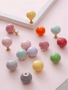 Colorful Candy Ball Ceramic Cabinet Pull Knobs | Dresser, Kitchen & Nursery Drawer Knobs in Gray, Yellow, Green, Blue, Pink, White | Home Decor